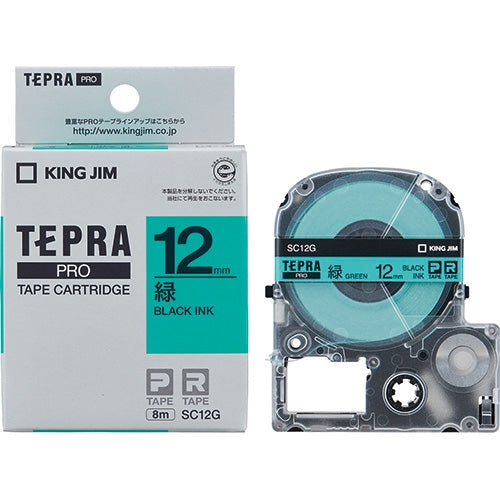 King Jim Tepla PRO tapes SC12G green on black 12 mm