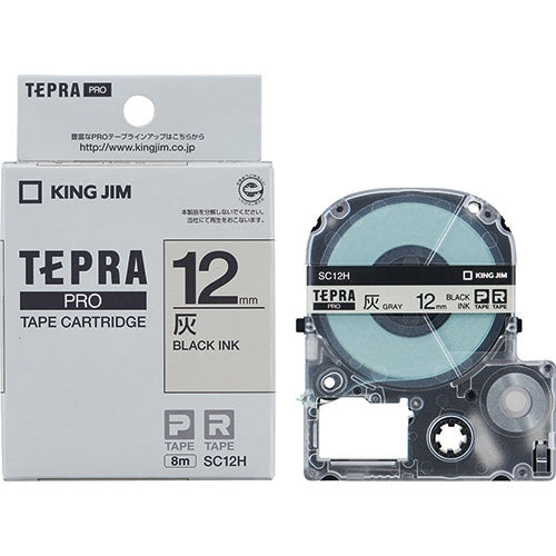 King Jim Tepra PRO Tape SC12H Gris avec lettres noires 12 mm