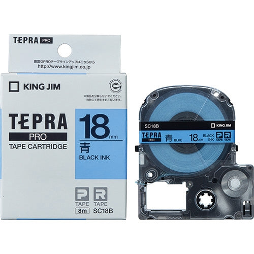 It is lindera 18mm in キングジムテプラ PRO tape SC18B blue