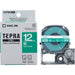 King Jim Tepra PRO Tape SD12G Grün mit weißen Buchstaben 12 mm