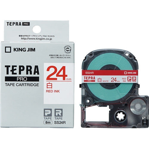 King Jim Tepra PRO Tape SS24R White with Red Letters 24mm 4971660752447
