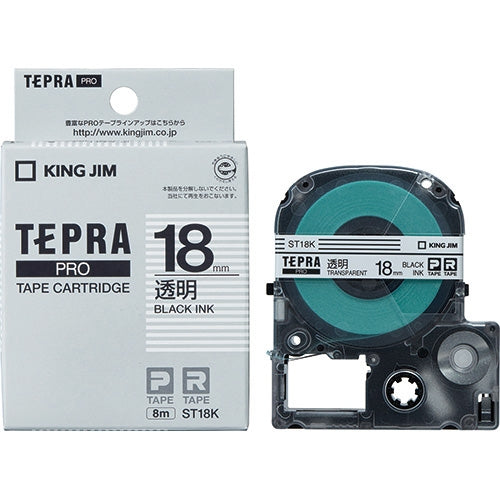 King Jim Tepra PRO Tape ST18K Transparent Black Letters 18mm
