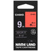 It is lindera 9mm in CASIO COMPUTER Co., Ltd. label tape XR-9RD red