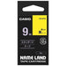 It is lindera 9mm in CASIO COMPUTER Co., Ltd. label tape XR-9YW yellow