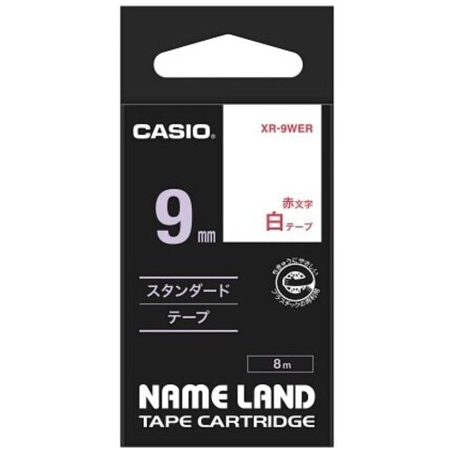 Casio Computer label tape XR-9WER white in red characters 9 mm