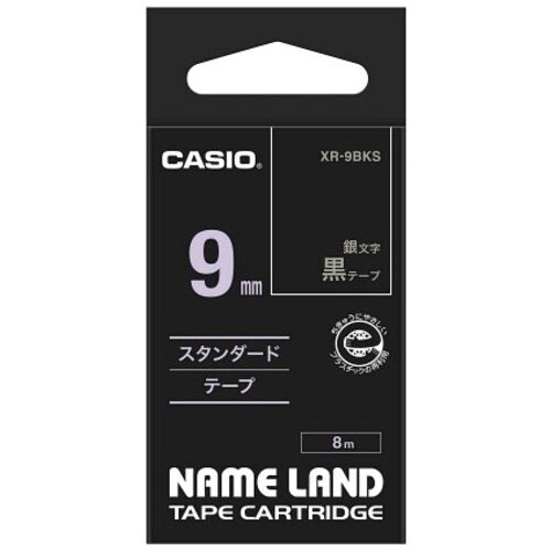 Casio Computer label tape XR-9BKS black to silver 9 mm