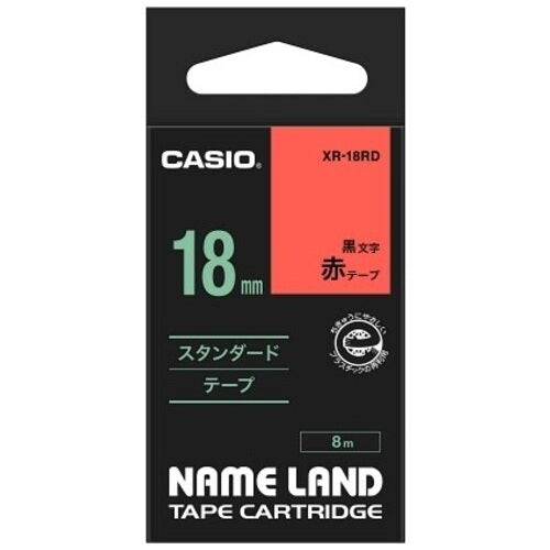 カシオ計算機 ラベルテープ XR-18RD 赤に黒文字 18mm