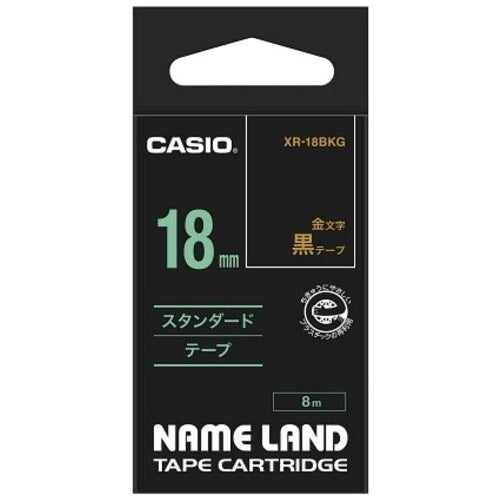 Casio Computer Label Tape XR-18BKG Black with Gold Letters 18mm