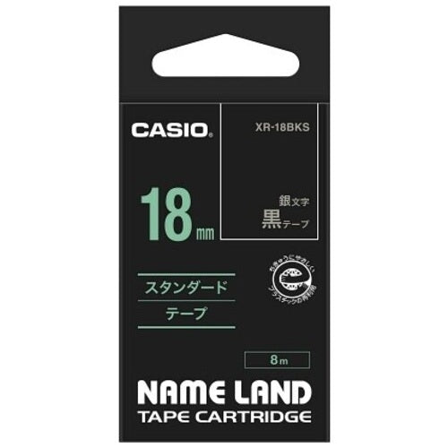 Casio Computer label tape XR-18BKS black to silver 18 mm