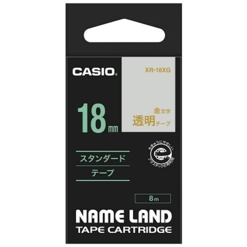 It is gilt lettering 18mm in CASIO COMPUTER Co., Ltd. transparence tape XR-18XG transparence