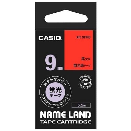 Casio calculator fluorescent tape XR-9FRD red to black 9 mm
