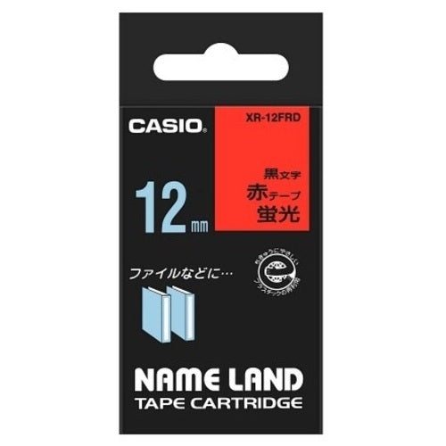 カシオ計算機 蛍光テープ XR-12FRD 赤に黒文字 12mm 4971850153399