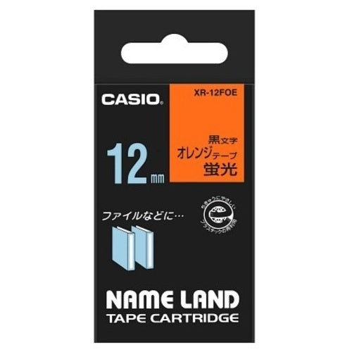カシオ計算機 蛍光テープ XR-12FOE 橙に黒文字 12mm 4971850153405