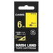 It is lindera 6mm in CASIO COMPUTER Co., Ltd. label tape XR-6YW yellow