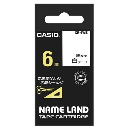 Casio Computer label tape XR-6WE white on black 6 mm