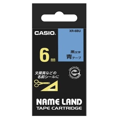 カシオ計算機 ラベルテープ XR-6BU 青に黒文字 6mm 4971850128342