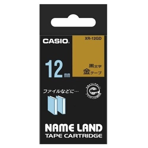 Лента для этикеток для компьютера Casio XR-12GD Золотая с черными буквами 12мм