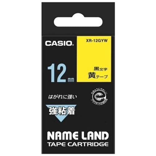 Casio Computer Strong Adhesive Tape XR-12GYW Yellow with Black Letters 12mm