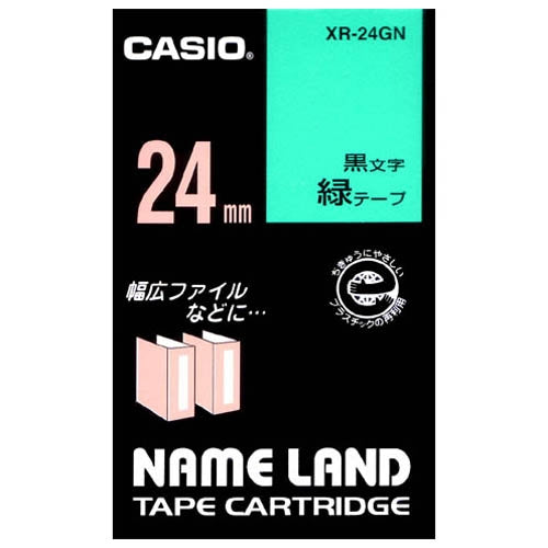 It is lindera 24mm in CASIO COMPUTER Co., Ltd. label tape XR-24GN green