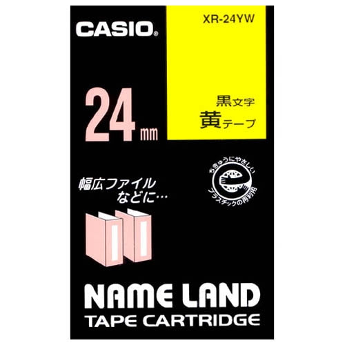 It is lindera 24mm in CASIO COMPUTER Co., Ltd. label tape XR-24YW yellow