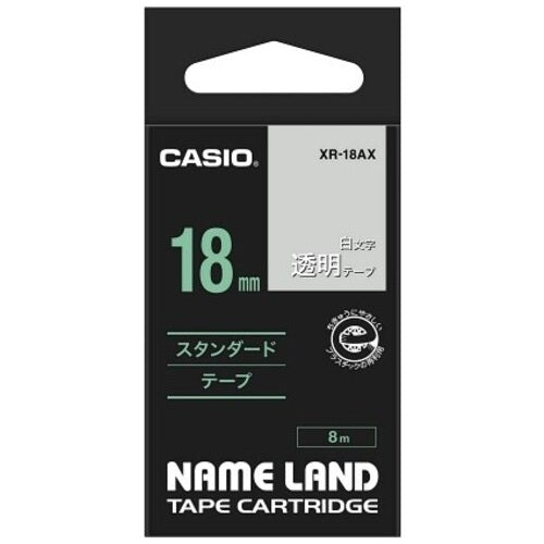 カシオ計算機 白文字テープ XR-18AX 透明に白文字 18mm 4971850128250