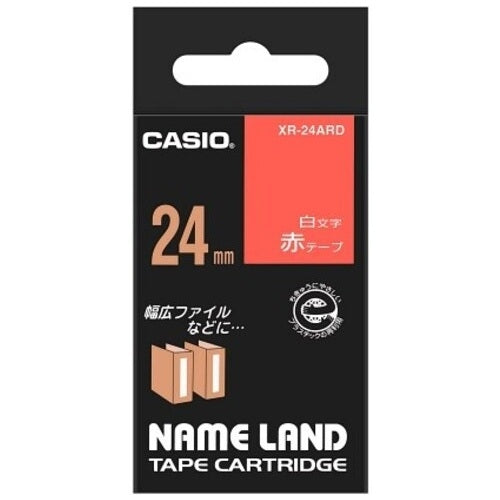 Лента для этикеток для компьютера Casio XR-24ARD красная с белыми буквами 24 мм 4971850153641