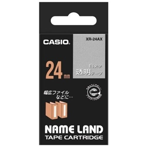 Casio Computer White Letter Tape XR-24AX Transparent White Letters 24mm