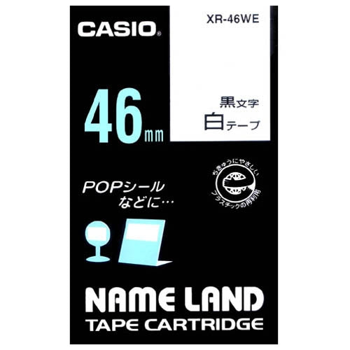 Casio Computer-Beschriftungsband XR-46WE, schwarze Buchstaben auf Weiß, 46 mm