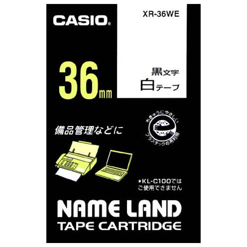 カシオ計算機 ラベルテープ XR-36WE 白に黒文字 36mm 4971850144960