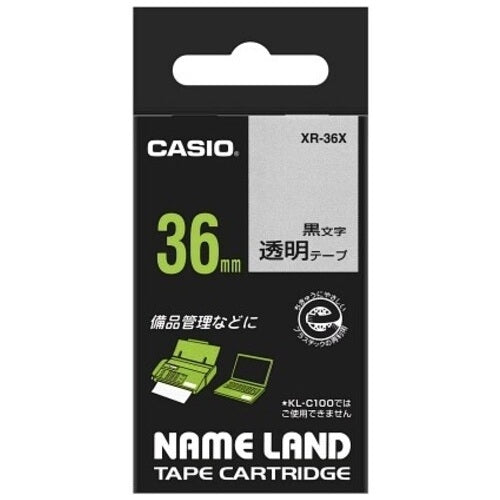 カシオ計算機 透明テープ XR-36X 透明に黒文字 36mm 4971850144977