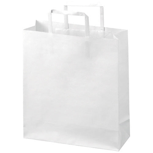 Smart Value Carrying Bags Flat String White Small 50 Pieces B291J-W