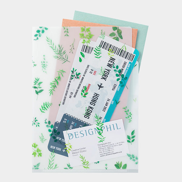 ミドリ　３ポケットホルダー＜Ａ５＞　リーフガラ 35477006 4902805354776（10セット）