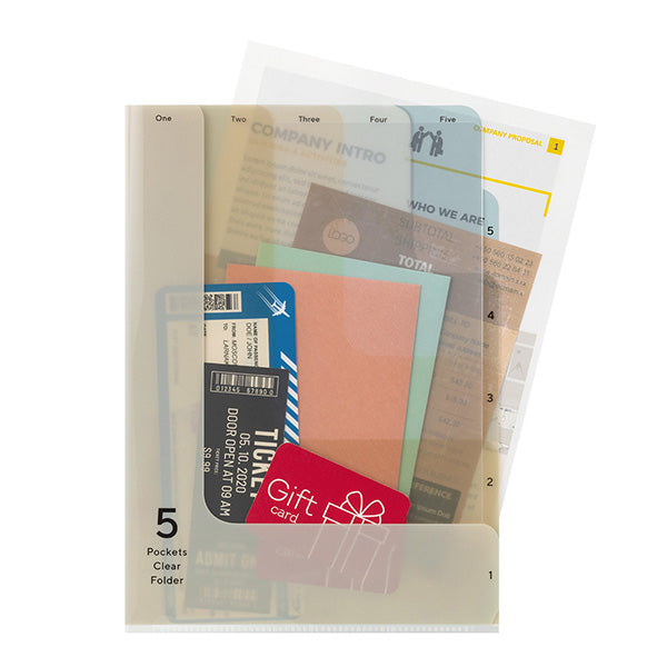 ミドリ ５ポケットクリアホルダー＜Ａ４＞ツーウェ 35576006　4902805355766（5セット）