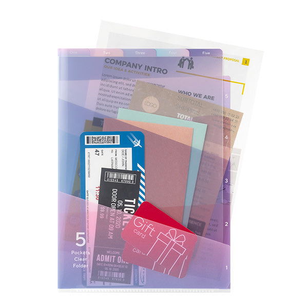 ミドリ ５ポケットクリアホルダー＜Ａ４＞グラテ 35578006　4902805355780（5セット）