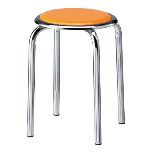 PLUS（プラス）オフィス家具 丸イス M-24M オレンジ ビニールシート張り　4942646058235