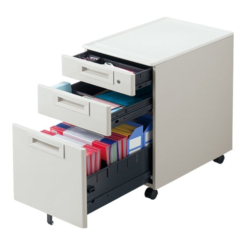 PLUS（プラス）オフィス家具 キャビネット3段RJ-046SC-B3 ホワイト　