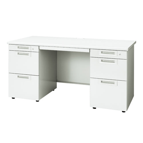 PLUS（プラス）オフィス家具 両袖机 RJ-147D-33 WH ホワイト　