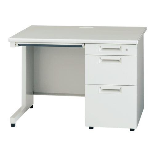 PLUS（プラス）オフィス家具 片袖机 JS-107D-3 WH ホワイト　