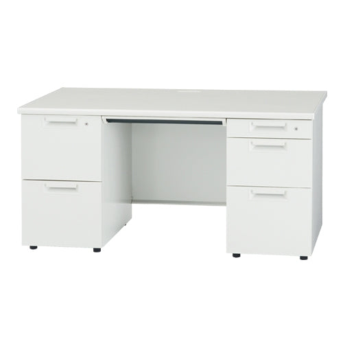 PLUS（プラス）オフィス家具 両袖机 JS-147D-32 WH ホワイト　