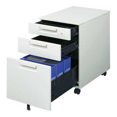 PLUS（プラス）オフィス家具 キャビネット3段 JS-046SC-B3 ホワイト　