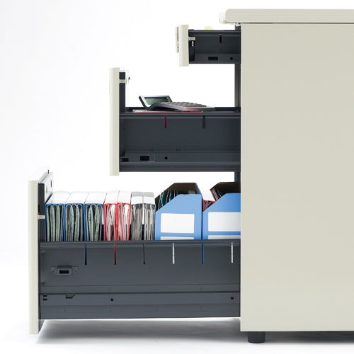 PLUS（プラス）オフィス家具 脇机3段 RJ-047D-D3 エルグレー 引出D　