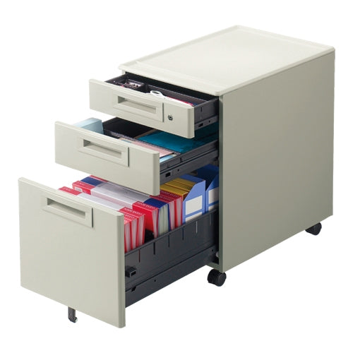 PLUS（プラス）オフィス家具 キャビネット3段RJ-046SC-B3 エルグレー　