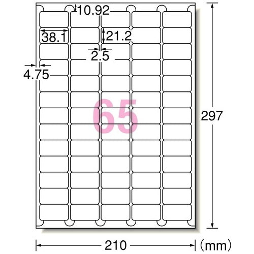 エーワン OAラベルHI-G65面四辺余白100シート76265 4906186762656