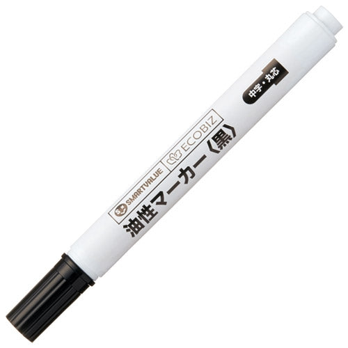 スマートバリュー 油性マーカーシングル中字黒12本 H037J-BK