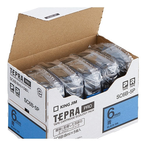キングジム テプラPROテープカラーラベル青 SC6B-5P 4971660766932