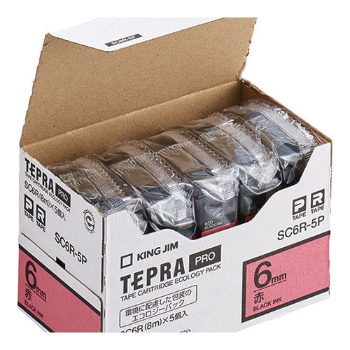 キングジム テプラPROテープカラーラベル赤 SC6R-5P 4971660766871