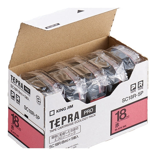 キングジム テプラPROテープカラーラベル赤 SC18R-5P 4971660766918