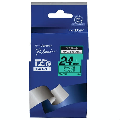Brother Letter Tape TZe-751 Green with Black Letters 24mm 4977766702706