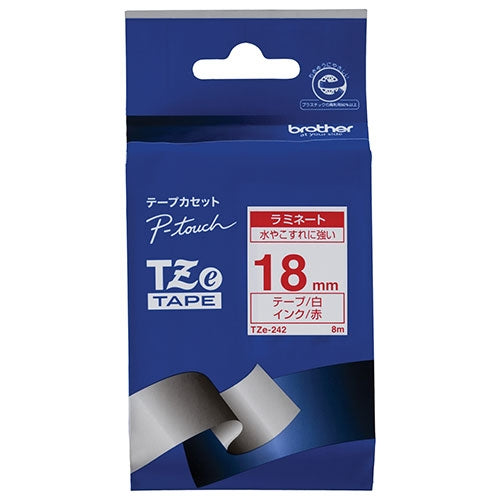 ブラザー 文字テープ TZe-242白に赤文字 18mm 4977766701945
