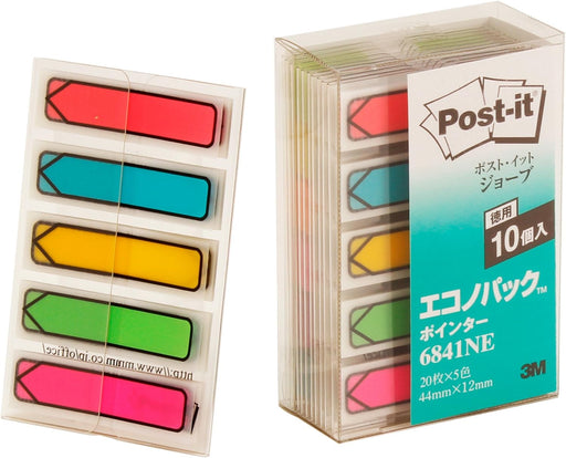 ポスト イット ジョーブ ポインター 44x12mm 20枚x5色x10個 6841NE（10セット）